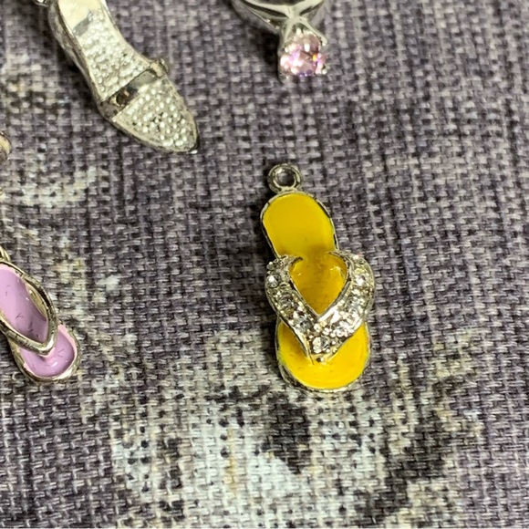 Set of 4 Enameled Flip Flop High Heel Summer Theme Charms for Bracelet - Picture 4 of 8